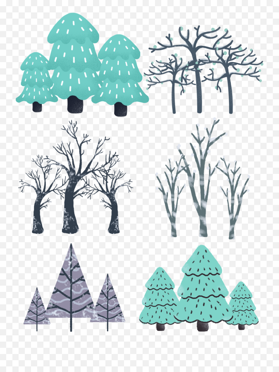 Hand Painted Trees Winter Pine Branches Png And Psd Branch
