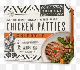 Tribali Foods Organic Chipotle Chicken Patties 107 Oz Box - Beef png