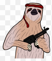 Download Hd Sloth Cartoon Png - Cartoon Sloth On Transparent,Cartoon Gun Png