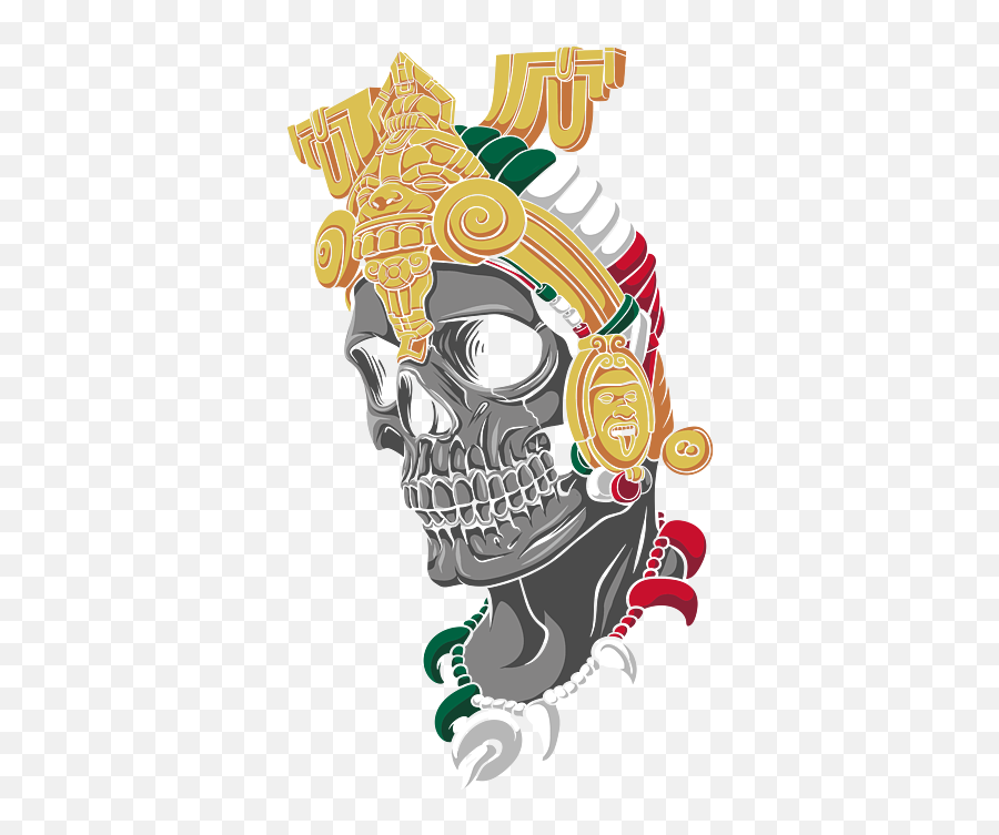 Aztec Skull - Mexican Symbol Hecho En Mexico Greeting Card Scary Png,Dragon Skull Icon