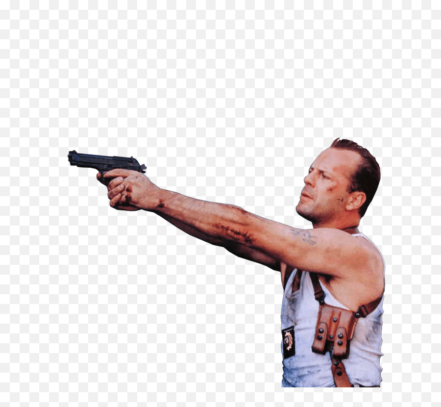 Download Bruce Willis Pointing Gun - Thumbs Up Instead Of Guns Png,Pointing Gun Png