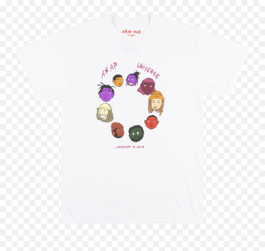 Asap Mob Universe 2018 T - Shirt Mens White Yams Bari Illz Music Rap Hip Hop Tee Funny Free Shipping Unisex Casual Coffee Table Png,Asap Mob Logo