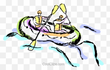 People In Raft Negotiating The Rapids Royalty Free Vector - White River Rafting Drawing Png,Raft Png