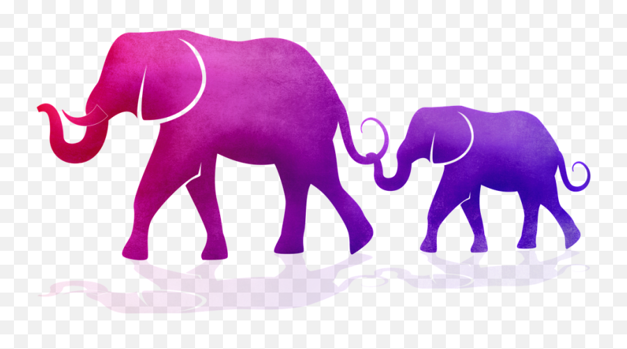 Watercolor Elephant Baby - Mama And Baby Elephant Silhouette Png,Baby Elephant Png