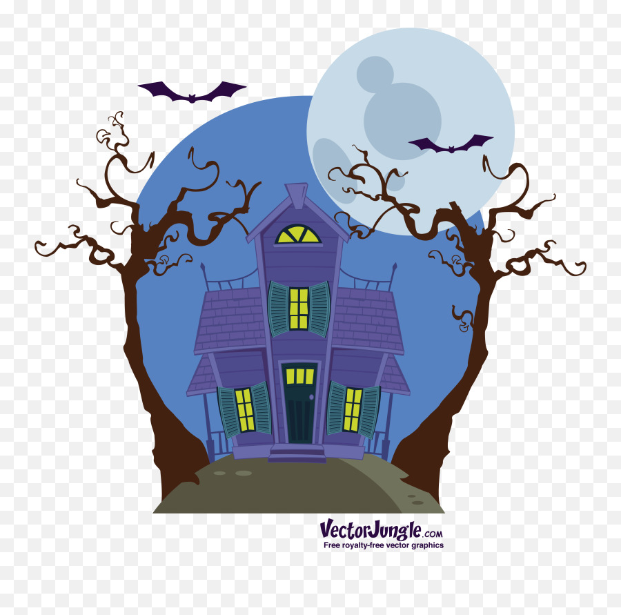Haunted Clipart Moon - Halloween Silhouettes Transparent Vector Graphics Png,Haunted House Png