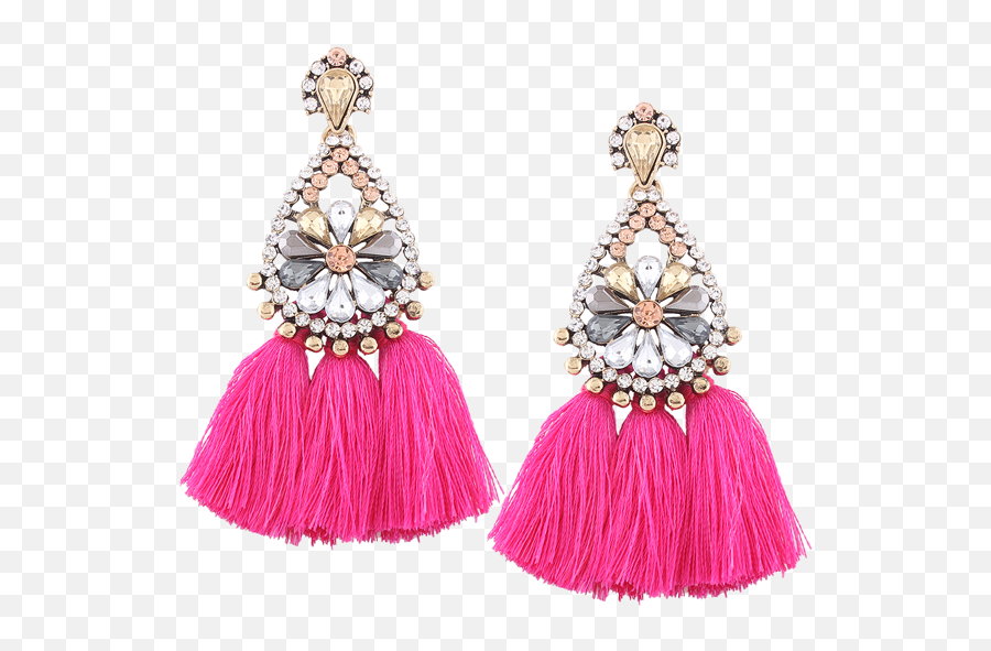 Download Rhinestone Borla Pendientes Florales Lágrima Rosa - Cute Earrings Transparent Background Png,Tassel Png