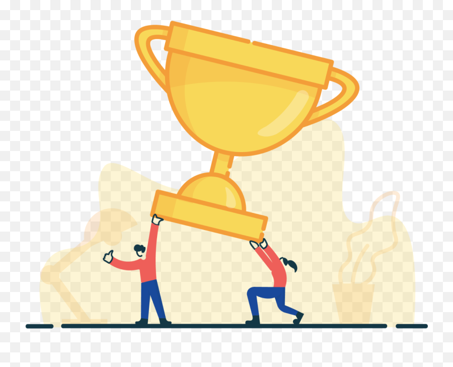Illustration Of Two People Holding Trophy - Competition Holding Trophy Illustration Png,Competition Png