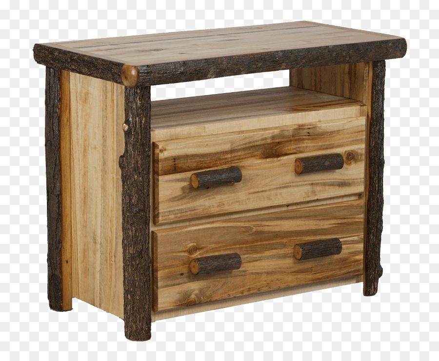 Hickory Log 2 Drawer Tv Stand - Solid Png,Tv Stand Png