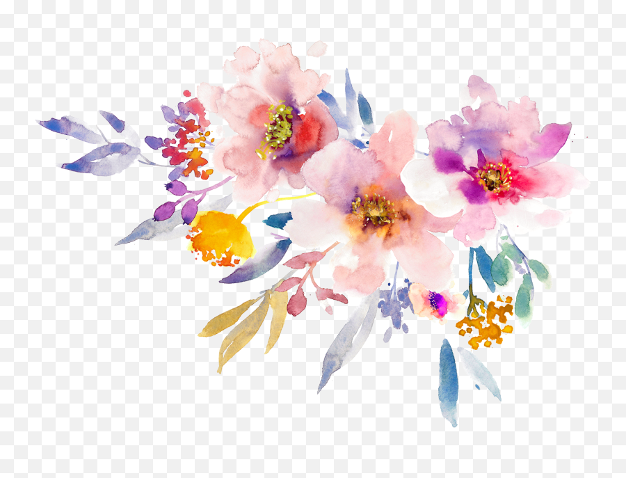 Download Flower Creative Gouache Design Floral Flowers - Spring Watercolor Flowers Png,Painting Png