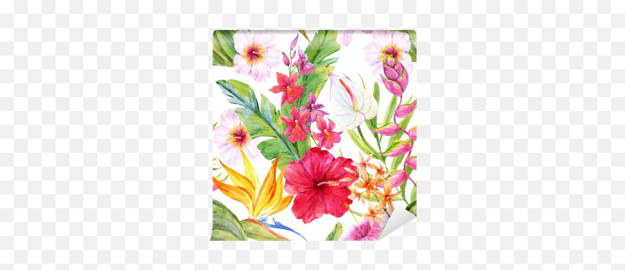 Watercolor Tropical Floral Pattern Wall Mural U2022 Pixers - We Live To Change Watercolor Painting Png,Floral Pattern Png