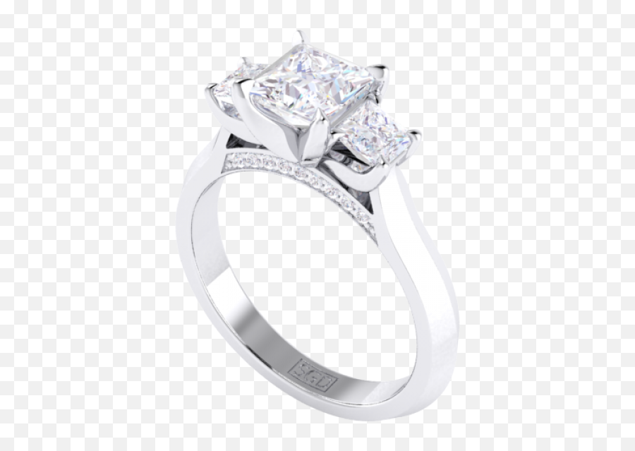 Princess Cut Trilogy Diamond Engagement Ring - Solid Gold Ring Png,Diamond Ring Png