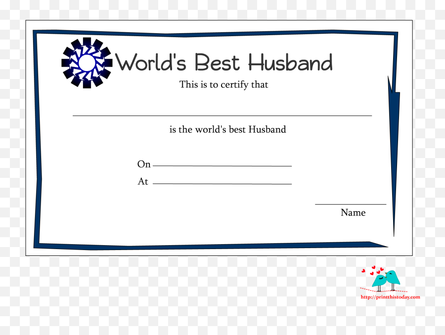 Free Printable Worldu0027s Best Husband Certificates - Best Husband Award Certificate Png,Certificate Background Png