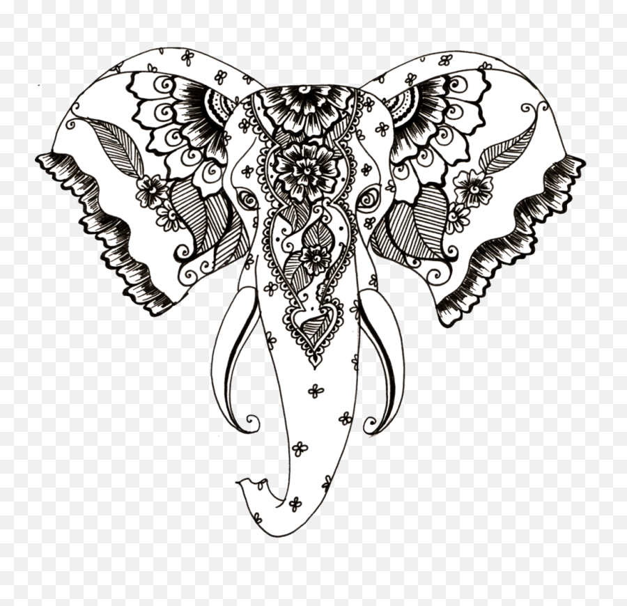 Elephant Tattoo Transparent Png - Elephant Head Tattoo Png,Henna Png