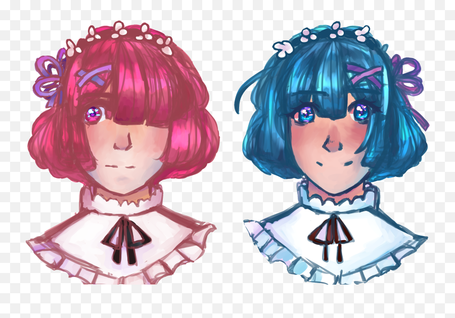 Rem And Ram Rezero In 2020 Art Prints Canvas - Hair Design Png,Rem Transparent