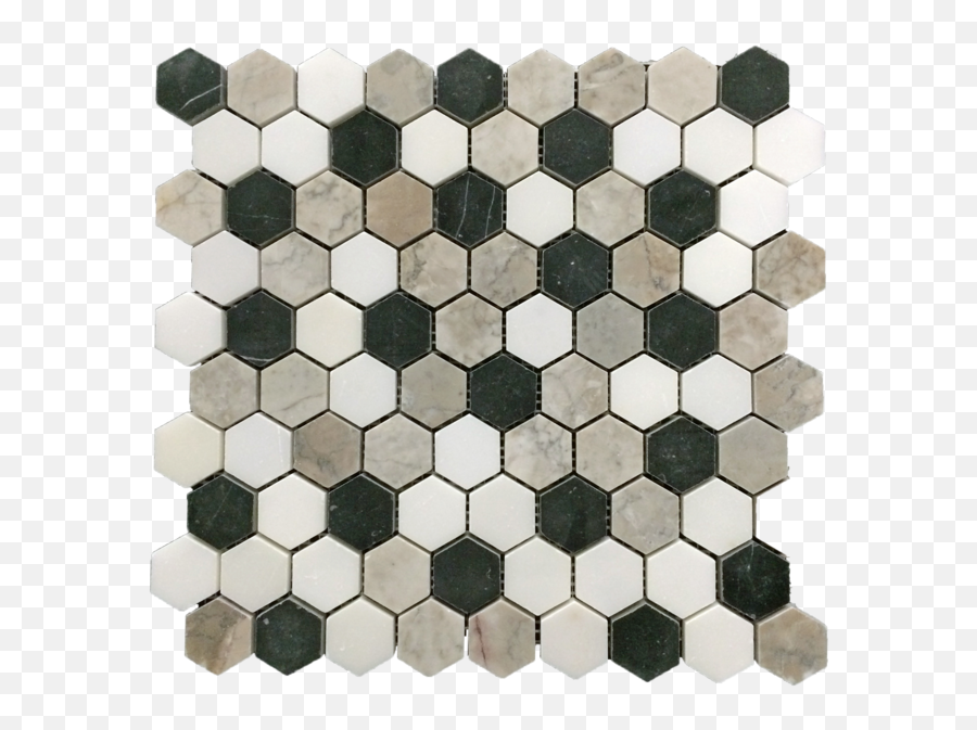 Tri - Blend Black White Absolute Temple Grey 1 14 Hexagon Mosaic Tile Png,White Hexagon Png