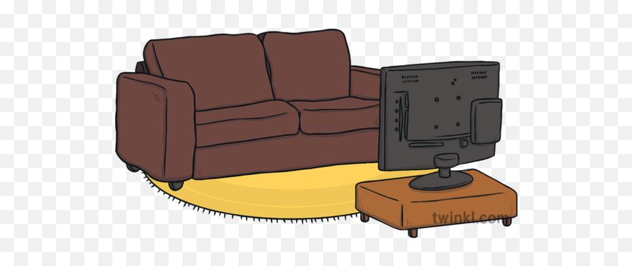 Sofa And Tv Couch Television Home Ks1 Illustration - Twinkl Couch And Tv Illustration Png,Tv Transparent Png