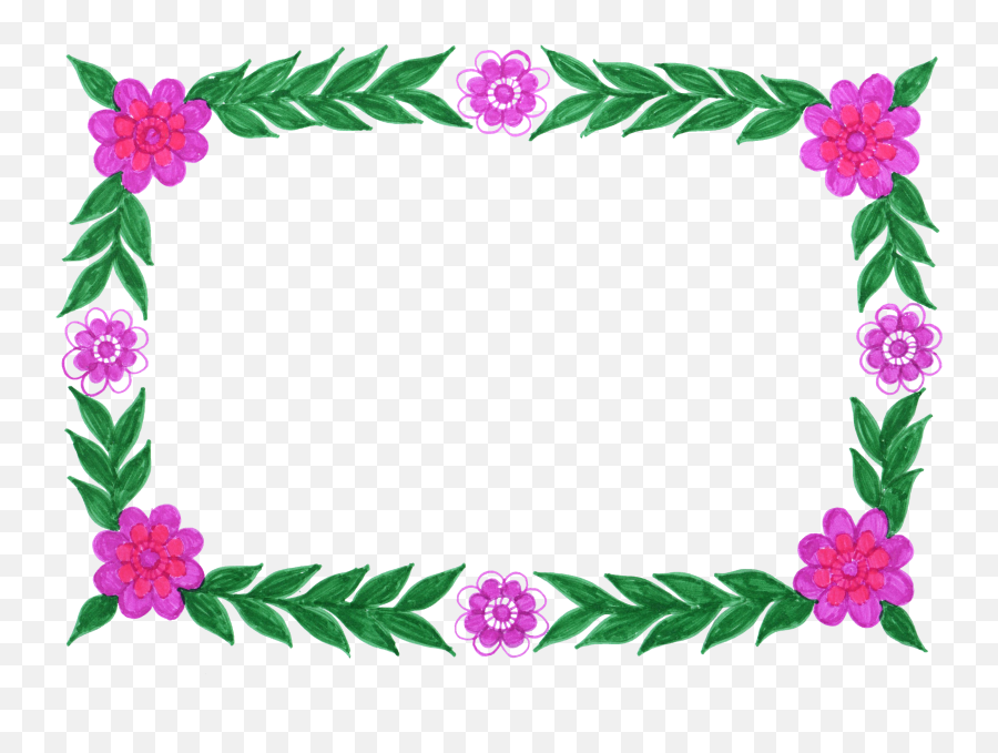 6 Flower Frame Colorful Rectangle Png Transparent - Portable Network Graphics,Flower Frame Transparent