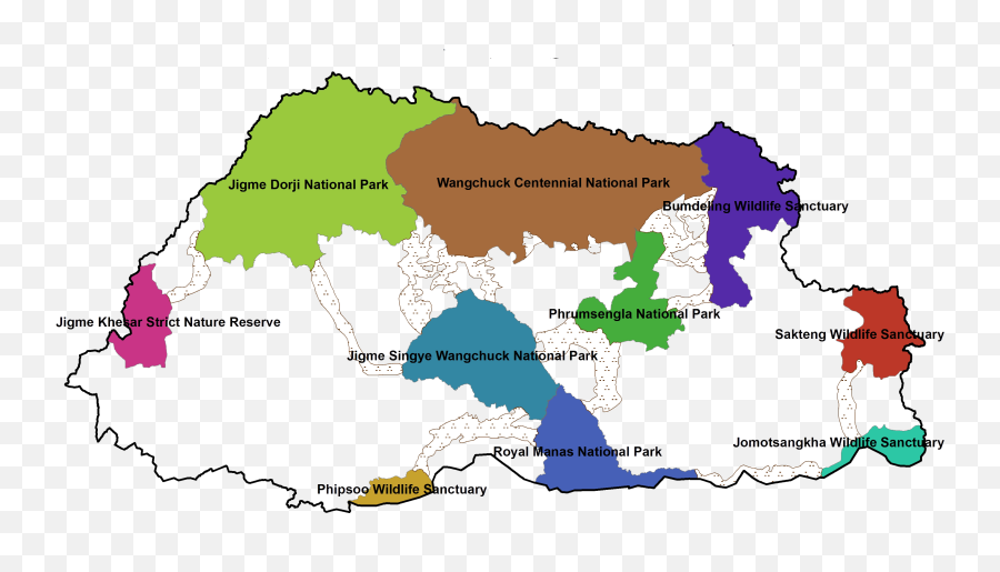 Download Footer Map - Wangchuck Centennial National Park Png Protected Areas Of Bhutan,Park Png