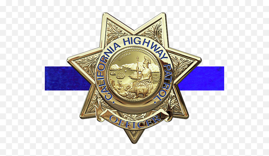 California Highway Patrol - Chp Officer Badge The Thin Blue Line Edition Over Black Velvet Kids Tshirt California Highway Patrol Badge Original Png,Sons Of Anarchy California Logo