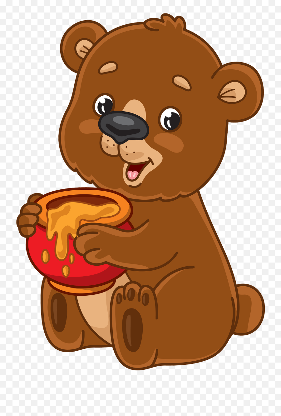 Cartoon Bear With Honey Pot Clipart Free Download - Bear With Honeypot Clipart Png,Honey Pot Png
