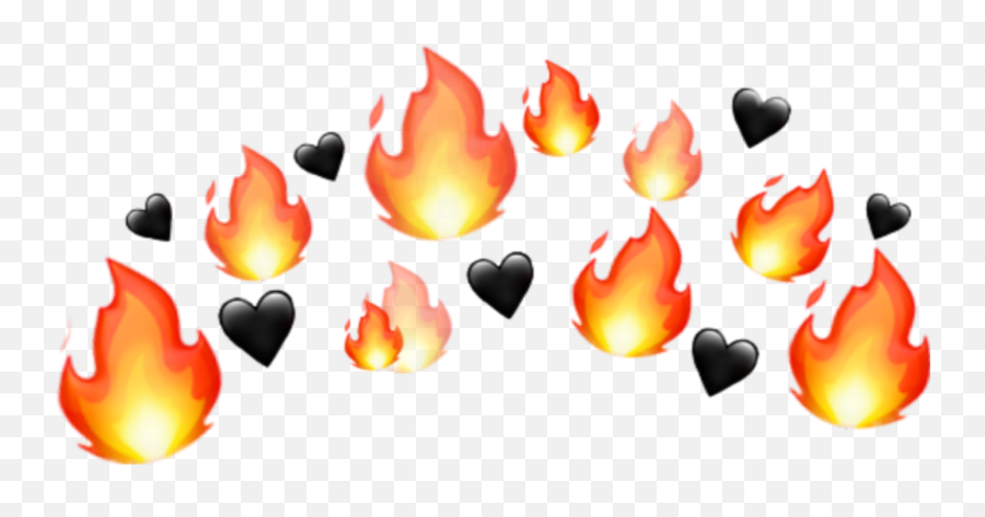 Emoji Fire Crown Black Heart S Sticker By - You Look So Sexy Glasses Png,Flame Emoji Transparent