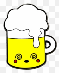 Drunk Beer Kawaii Pin - png