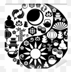 Wall Mural Yin Yang Made From Zen Icons - vector Mantra Art png