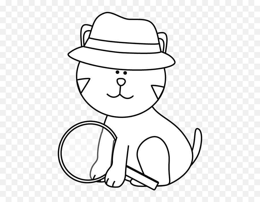 Cat Detective Clipart Png - Detective Clipart Black And White,Detective Png