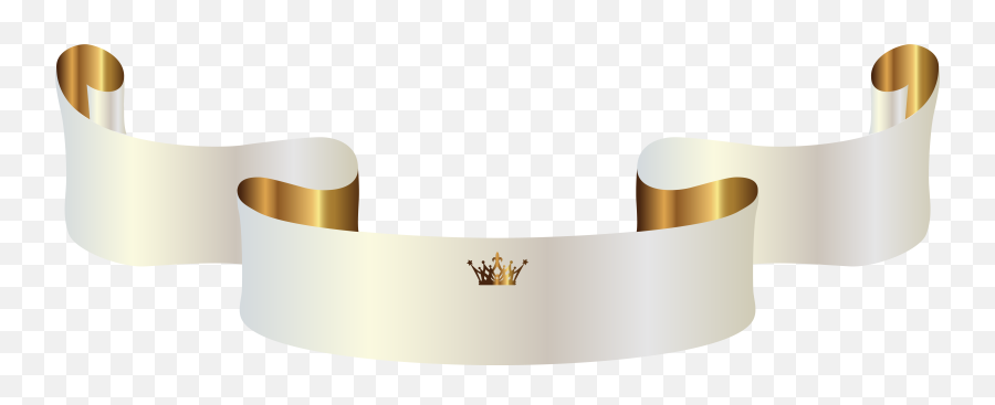 Banner With Crown Png Clipart Image - White And Gold Banner Png,Gold Crown Png