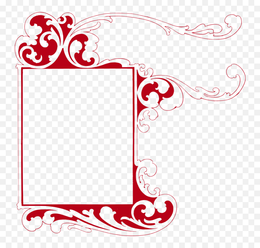 Download Free Png Curly Red Frame - Transparent Red Border Design,Frame Design Png