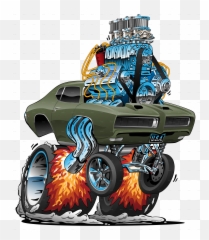 Classic American Muscle Car Hot Rod Cartoon Vector Illustration - Drawing Hot Rod Cartoon Cars Png,Hot Rod Png