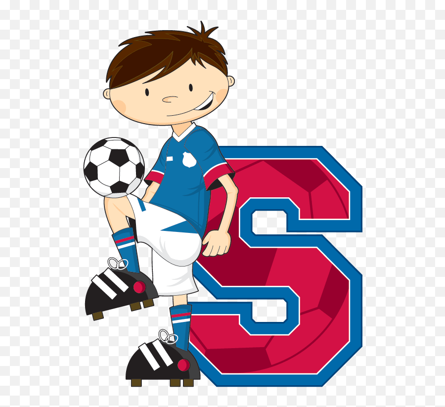 Soccer Football Boy Learning Letter S - Football Clipart Football Png,Football Clipart Png