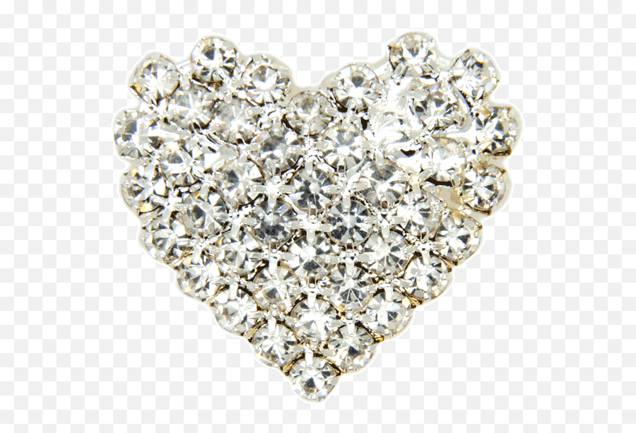 Rhinestone Heart Pin Silver - Godertme Solid Png,Silver Heart Png