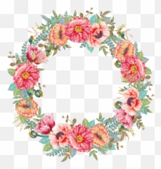 Flower Wreath Watercolor Painting - Floral Wreath Png Flower Border Design Round,Watercolor Clipart Png