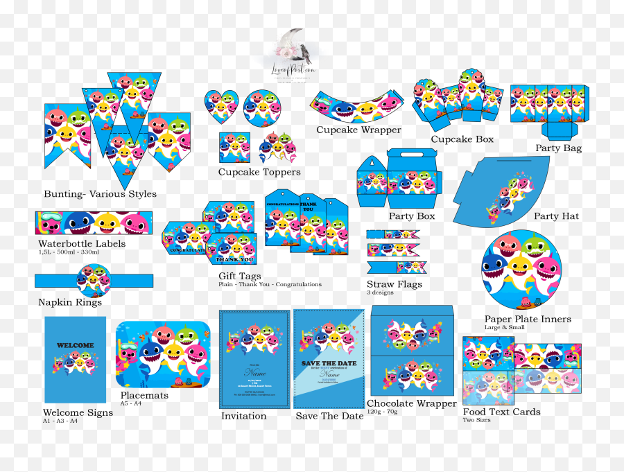 Party Decor Printable Set - Illustration Png,Baby Shark Png