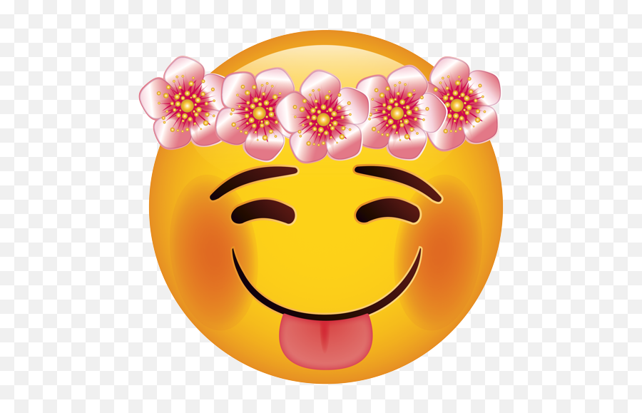 Emoji U2013 The Official Brand Happy Face With Floral Wreath - Happy Emoji Png,Excited Emoji Png