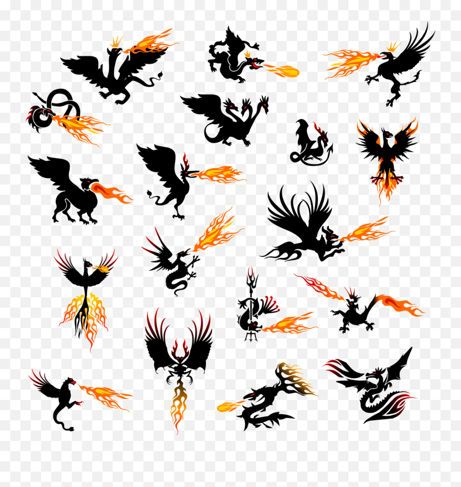 Download Phoenix Bird Png - Fire Breathing Dragon Silhouette,Phoenix Bird Png