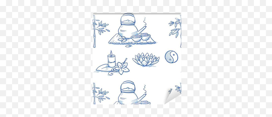 Wallpaper Icon Item Set Wellness Spa Meditation With - Meditation Candle Drawing Png,Flower Icon Set