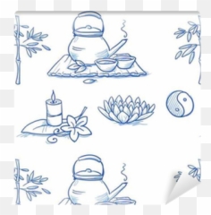 Wallpaper Icon Item Set Wellness Spa Meditation With - Meditation Candle Drawing png
