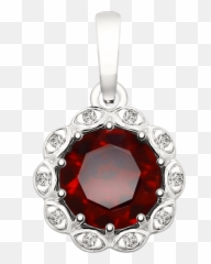 Silver Pendant With Cubic Zirconia And Garnet - Solid png