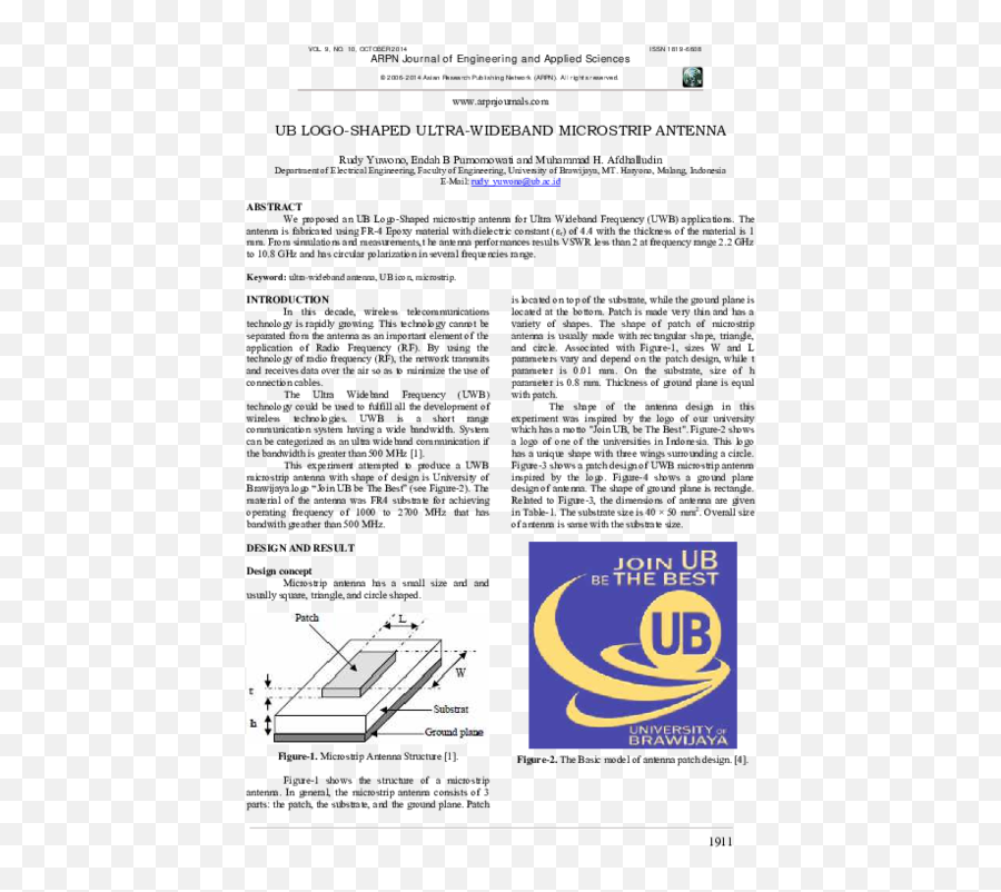 Pdf Ub Logo - Shaped Ultrawideband Microstrip Antenna Rudy Join Ub Be The Best Png,Ub Logo