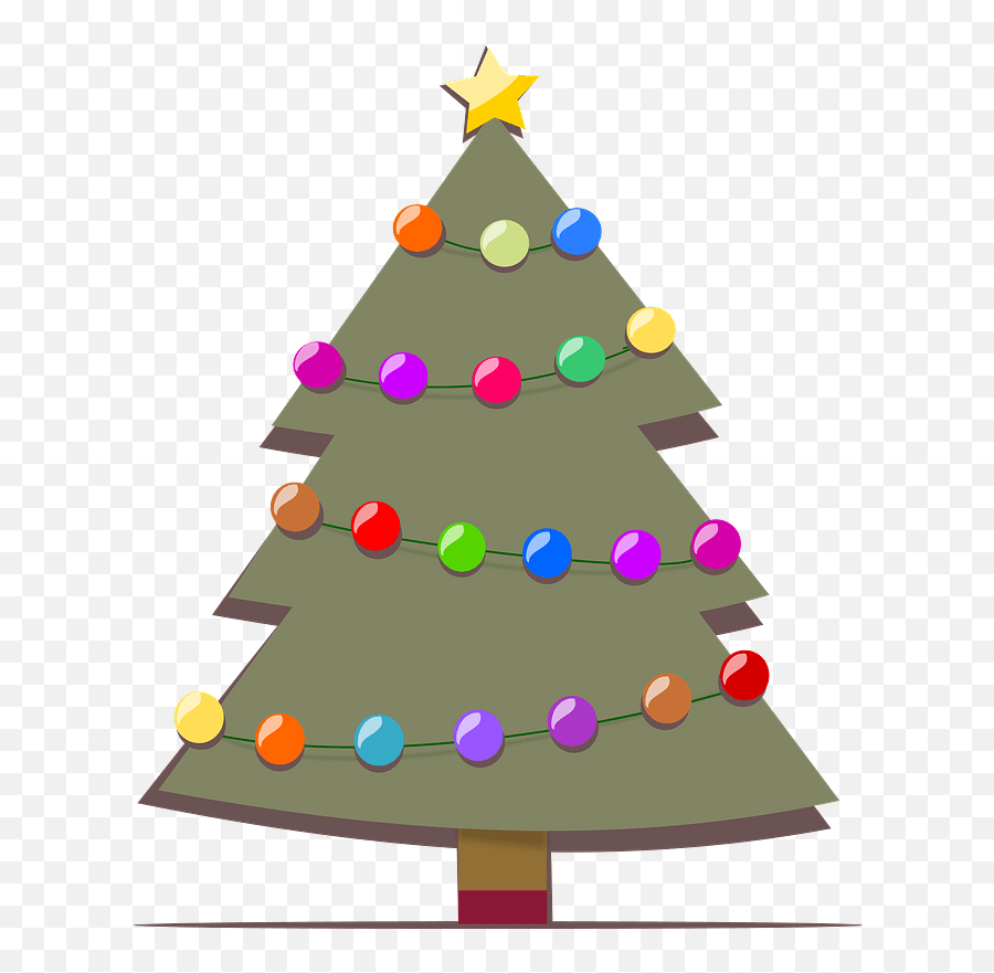 Christmas Tree With Ornaments And A Star Clipart Free - 2019 Png,Christmas Tree Star Png