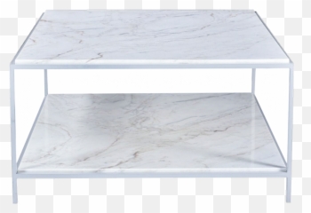 White Coffee Table With Marble Shelf - Tall Coffee Table Png,Side Table Png