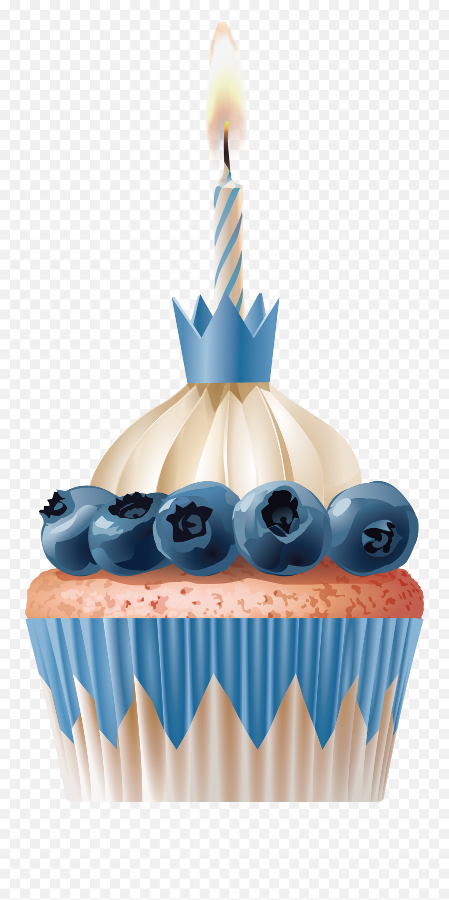 Birthday Cupcake With Lots Of Candles Png