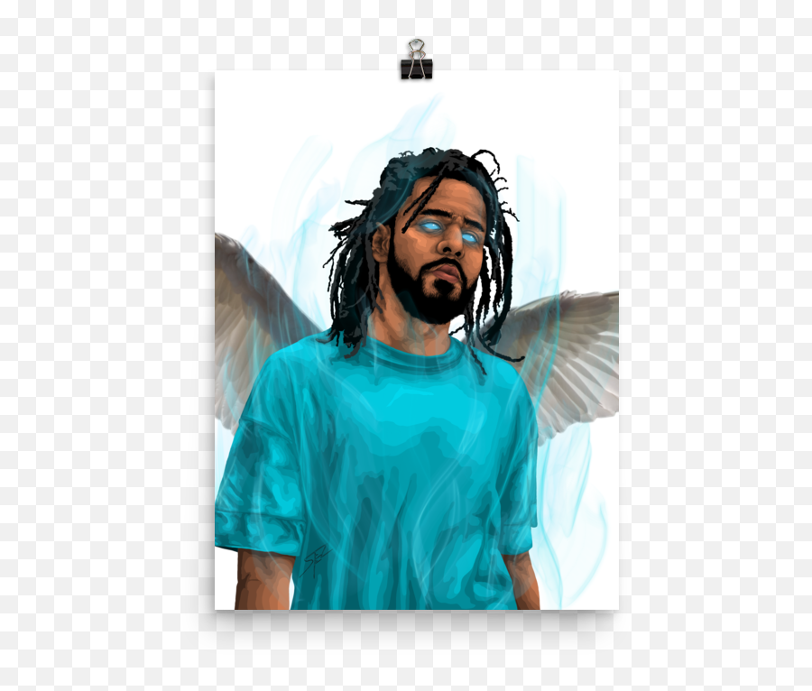 J Cole Premium Luster Poster - Illustration Png,J Cole Png