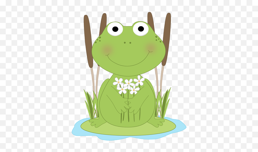 Frog Lily Pad Clip - Cute Frog On A Lily Pad Clipart Png,Lily Pad Png