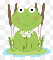 Frog Lily Pad Clip - Cute Frog On A Lily Pad Clipart Png,Lily Pad Png