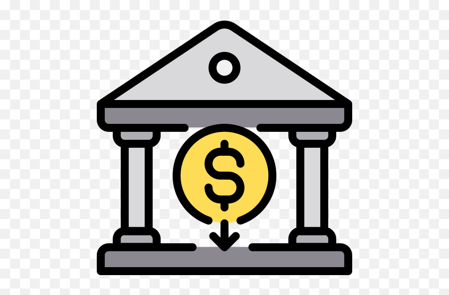 Bank Icon Of Colored Outline Style - Bank Color Icon Png Transparent,Bank Icon