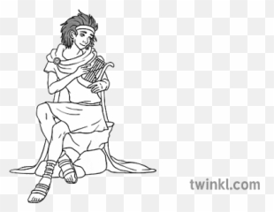 Orpheus Playing His Lyre Happily Black And White - Language png