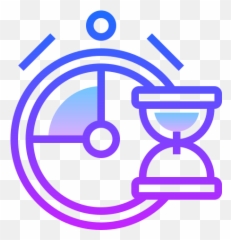 Clock Icon In Gradient Line Style - Icon Png Purple